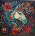 Teal Unicorn & Flowers Crystal Art Card