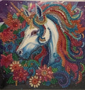 White Unicorn Rainbow Floral Crystal Art Card