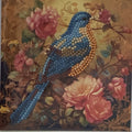 Blue Bird & Roses Vintage Crystal Art Card