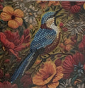 Blue Jay & Autumn Floral Crystal Art Card