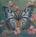 Blue Butterfly & Cherry Blossom Crystal Art Card