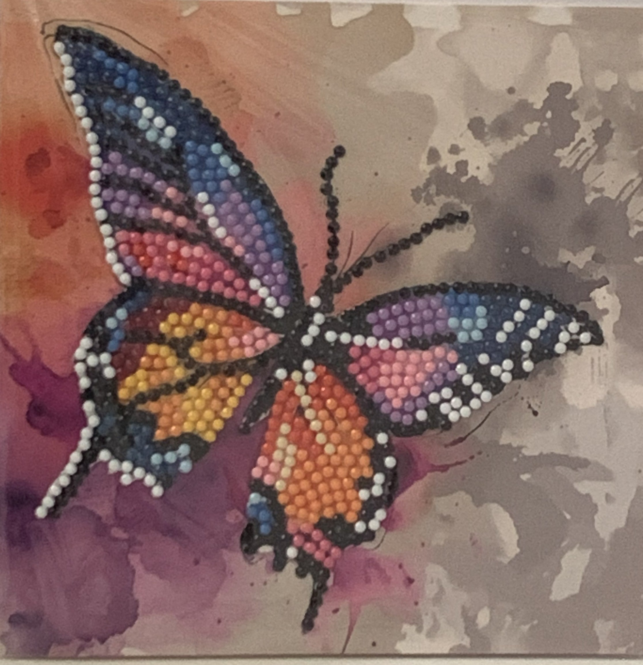 Rainbow Watercolour Butterfly Crystal Art Card