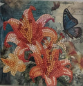 Tiger Lily & Blue Butterfly Crystal Art Card