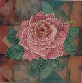 Pink Rose Patchwork Crystal Art Card