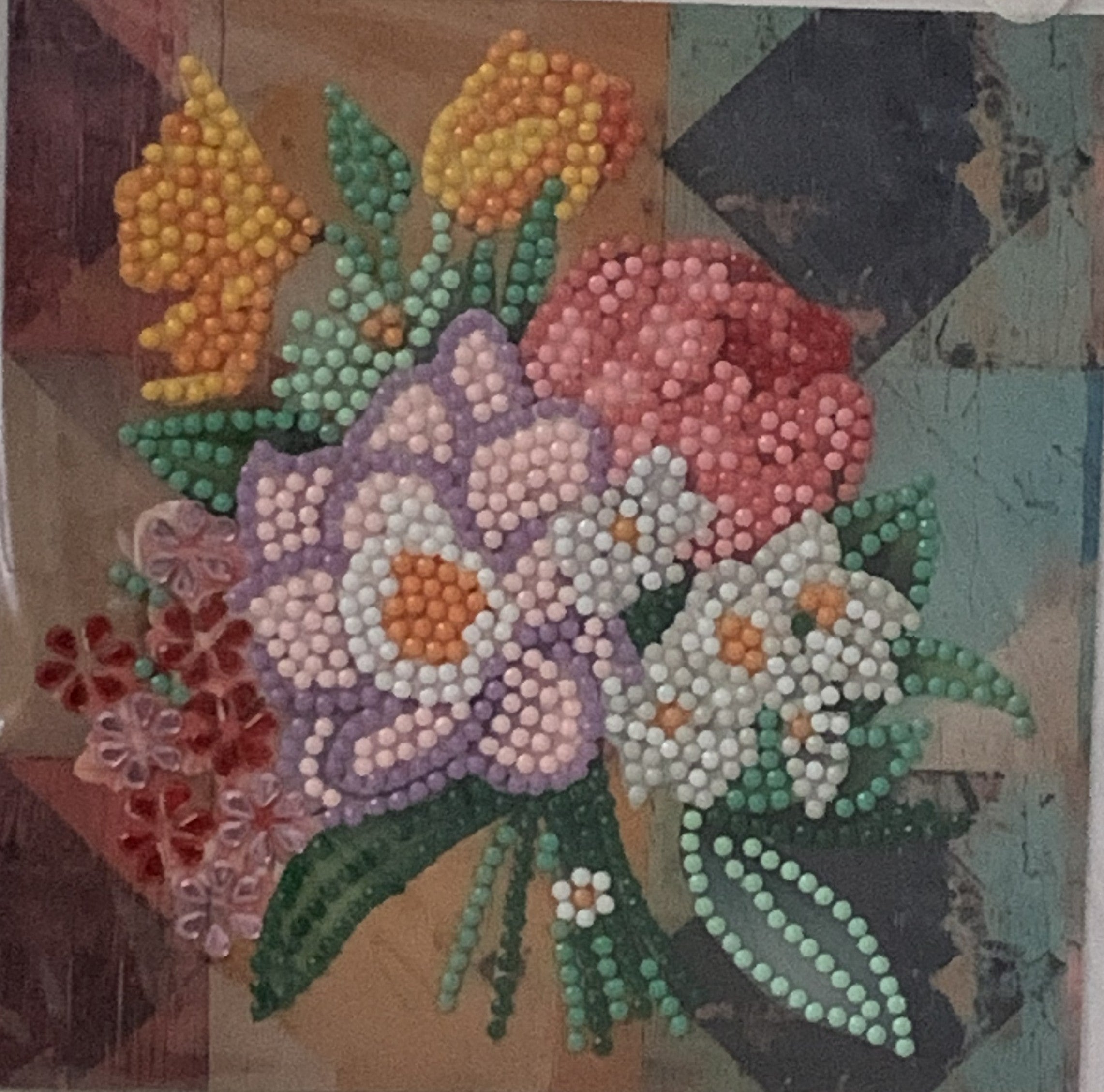 Spring Bouquet Patchwork Crystal Art Card