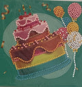 Birthday Cake & Balloons Crystal Art Card