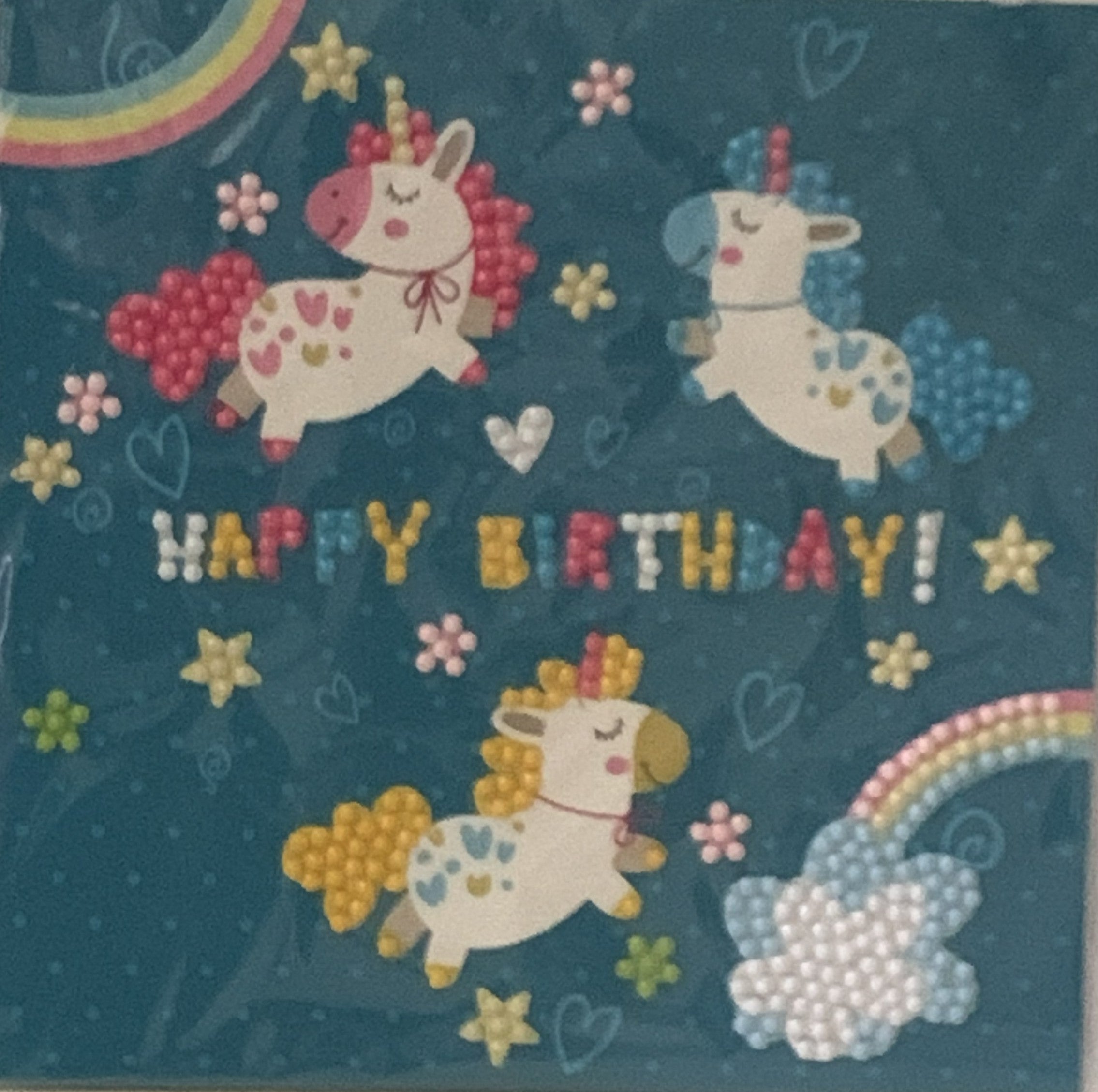 Happy Birthday Unicorn Crystal Art Card
