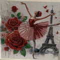 Parisian Ballerina & Roses Crystal Art Card