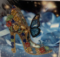 Jewelled Floral Stiletto & Butterfly Crystal Art Card