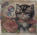 Kitten & Pink Roses Bubble Crystal Art Card