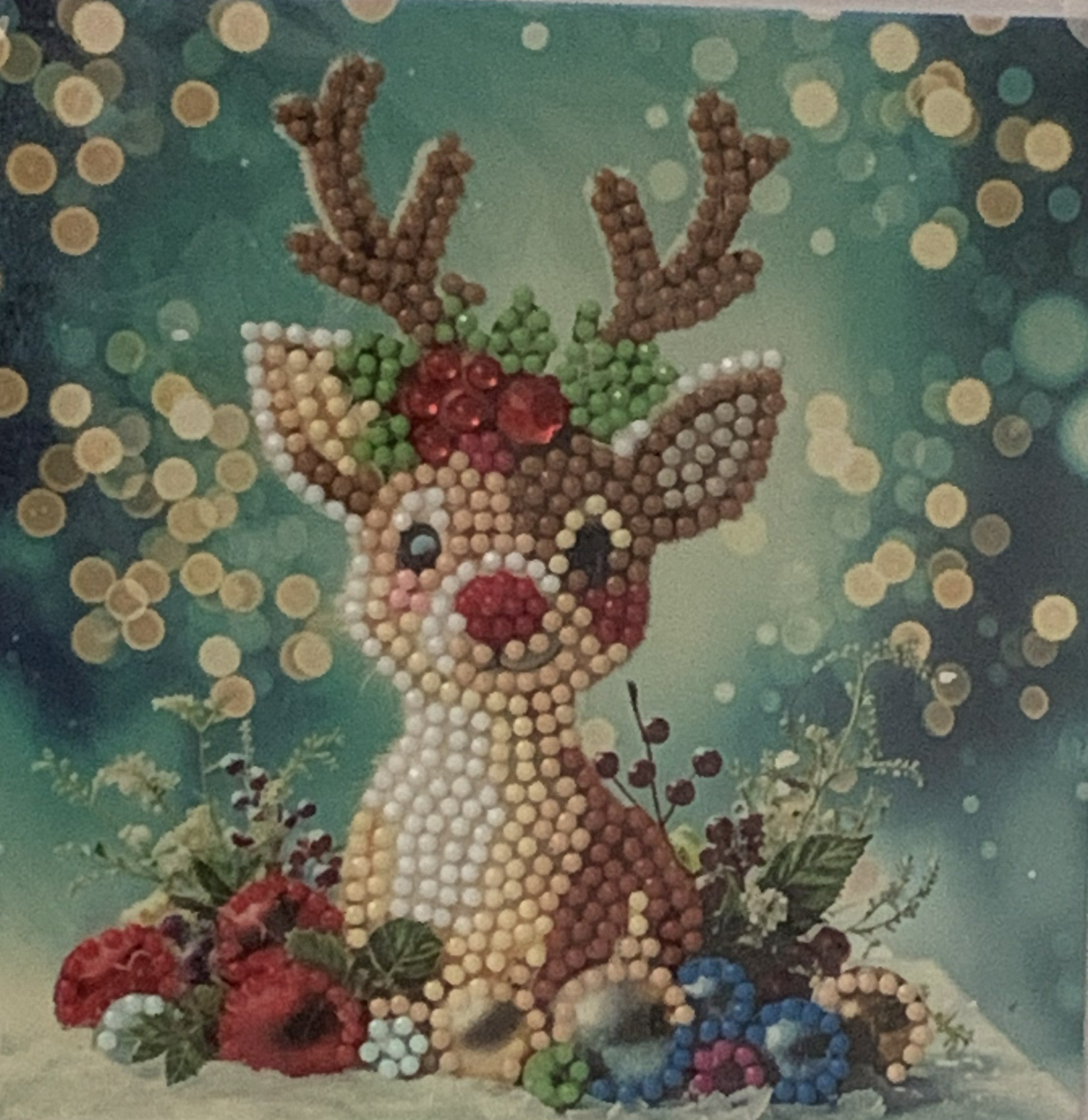 Rudolph Red Nose Reindeer Crystal Art Card