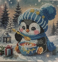 Christmas Penguin Bobble Hat Crystal Art Card