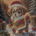 Christmas Puppy Santa Hat Crystal Art Card