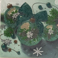 Green Christmas Baubles & Snowflakes Crystal Art Card