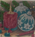 Christmas Candle & Teal Bauble Crystal Art Card