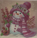 Pink Snowman Snowflake Winter Crystal Art Card