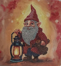 Gnome with Lantern Crystal Art Greeting Card