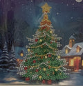Christmas Tree Winter Village Night Crystal Art Card