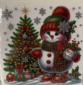 Merry Christmas Snowman Tree Snowflake Crystal Art Card