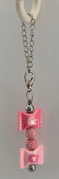 Cup Charm – Pink Candy Wrapper & Rhinestone Ball on Silver Chain