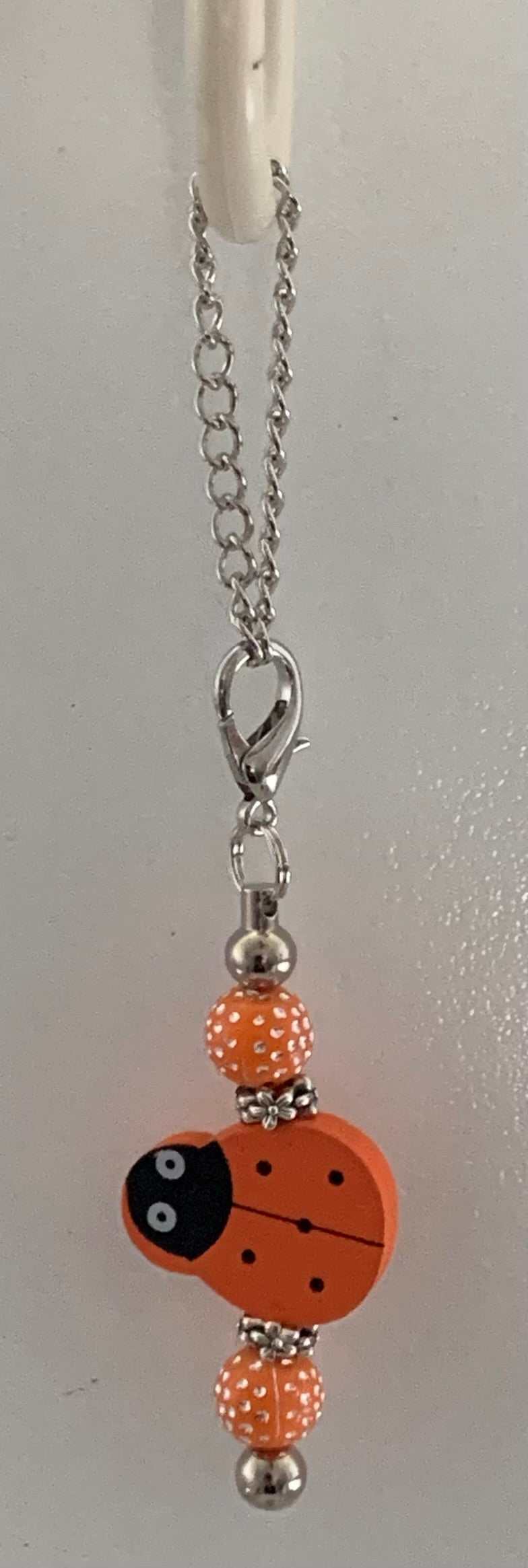 Orange Ladybug Beaded Cup Charm