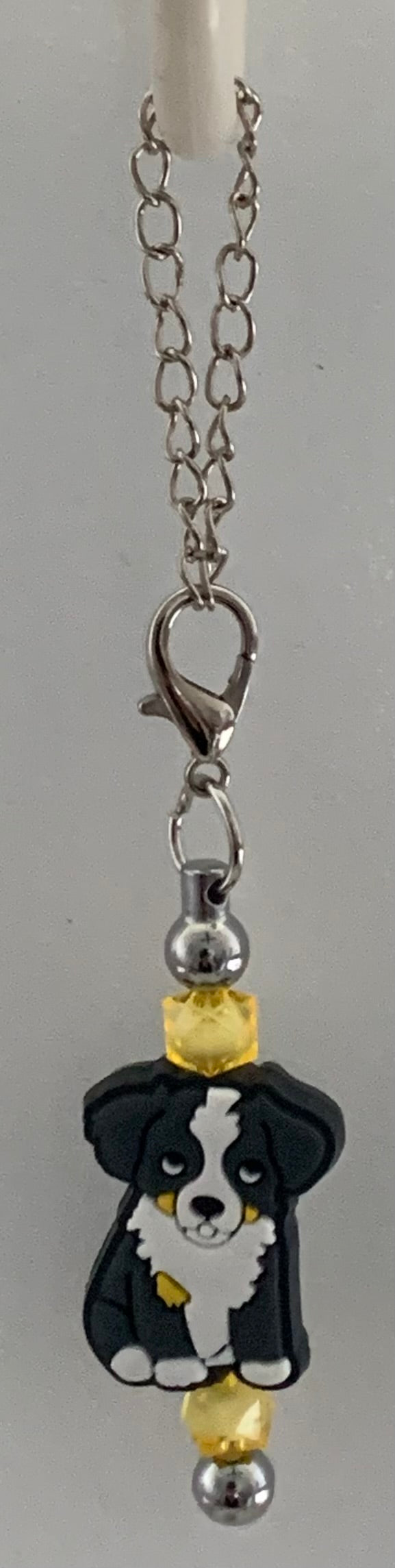 Border Collie Puppy Beaded Cup Charm