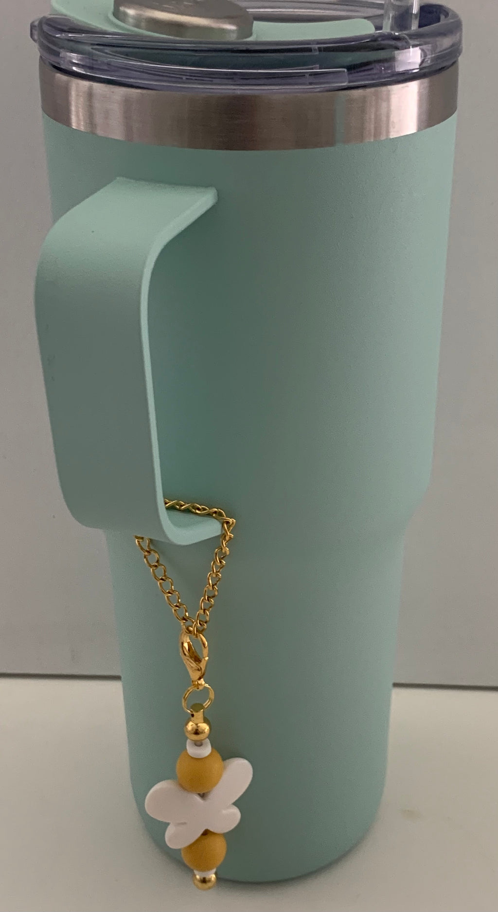 Mustard Yellow Flower Beaded Cup Charm