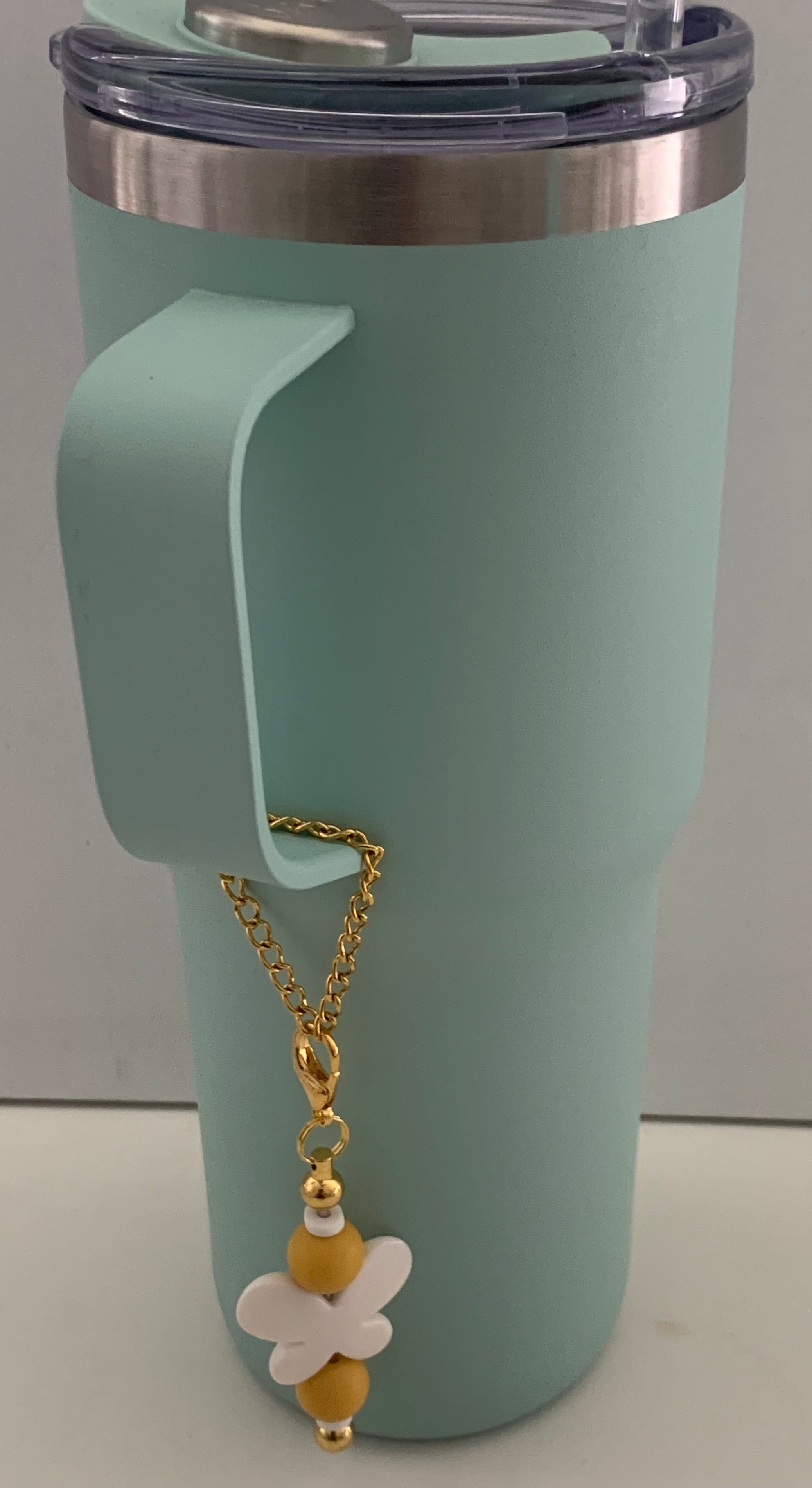 Mustard Yellow Flower Beaded Cup Charm