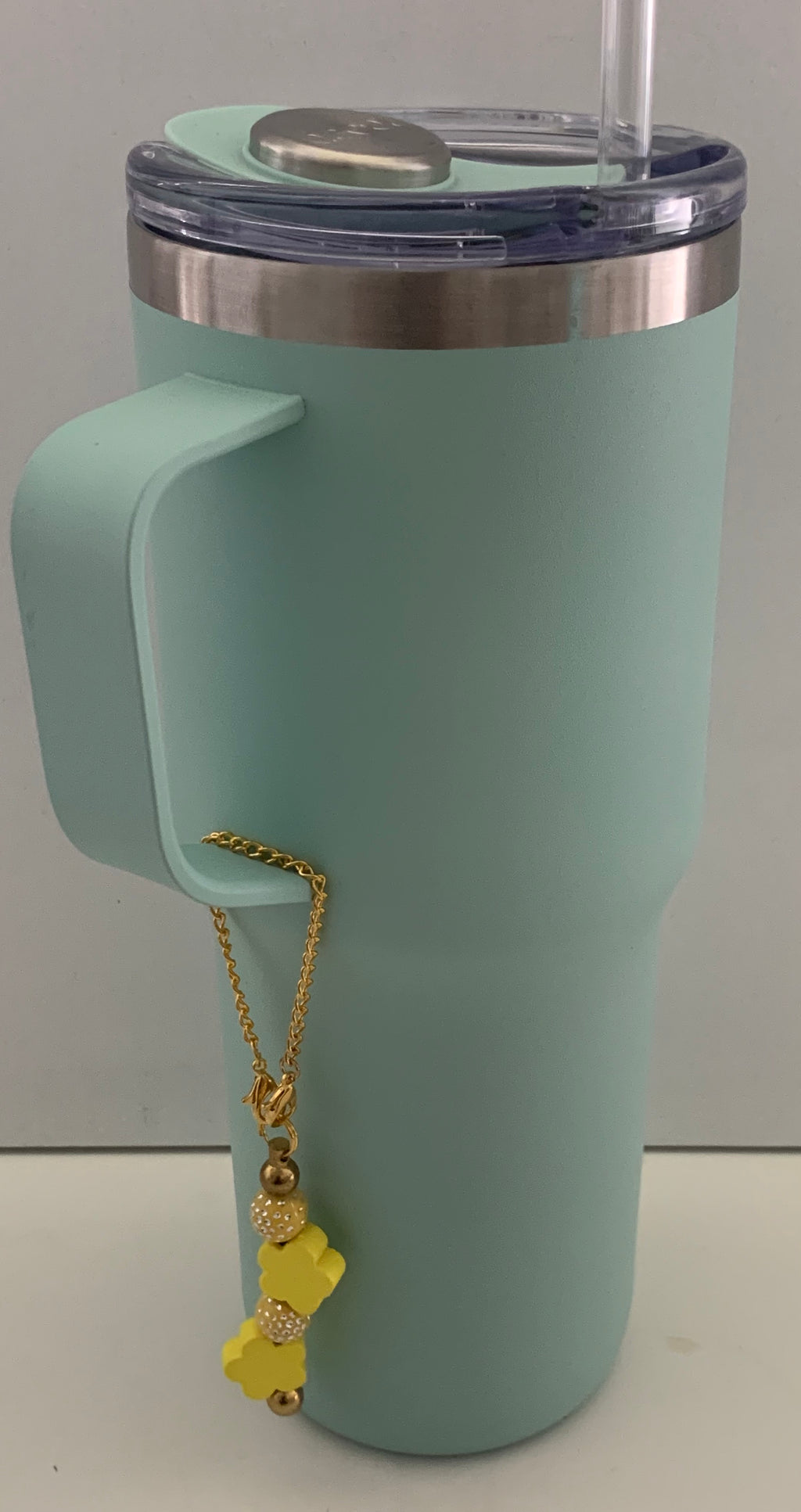 Yellow Clover Beaded Cup Charm