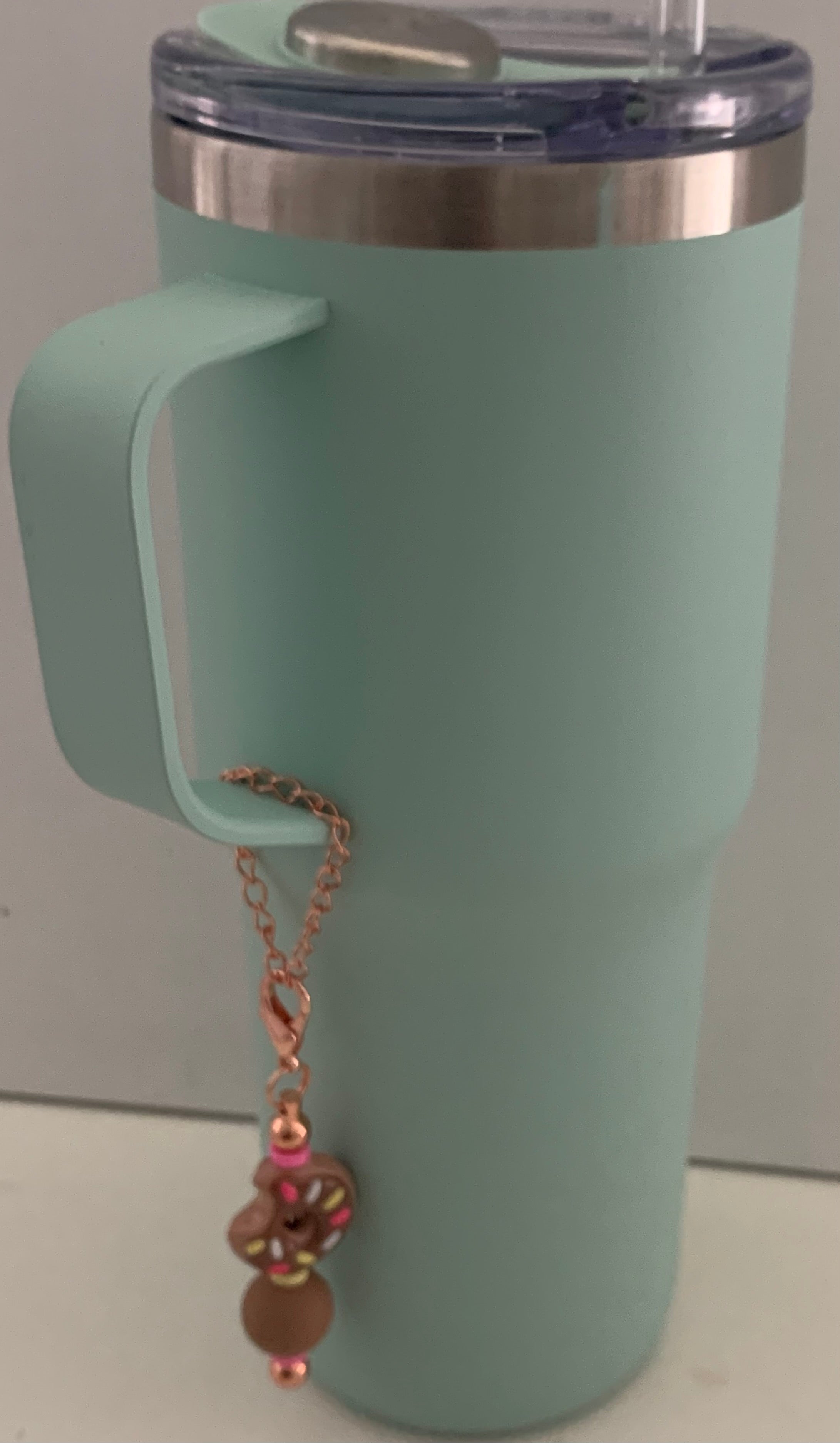 Cup Charm – Chocolate Donut on Rose Gold Chain