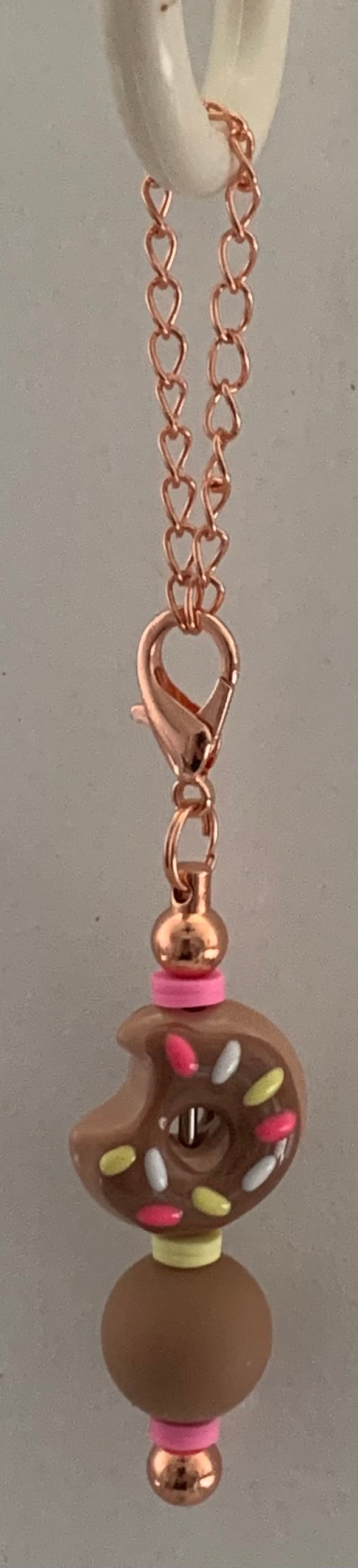 Cup Charm – Chocolate Donut on Rose Gold Chain
