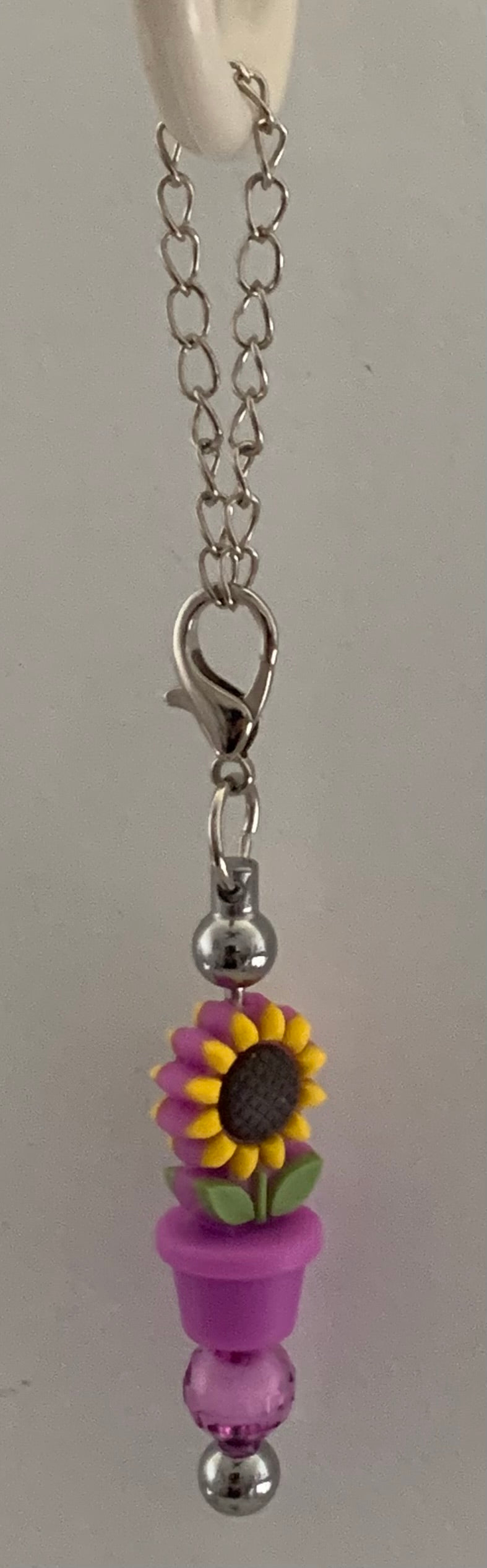 Sunflower Purple Pot Beaded Cup Charm
