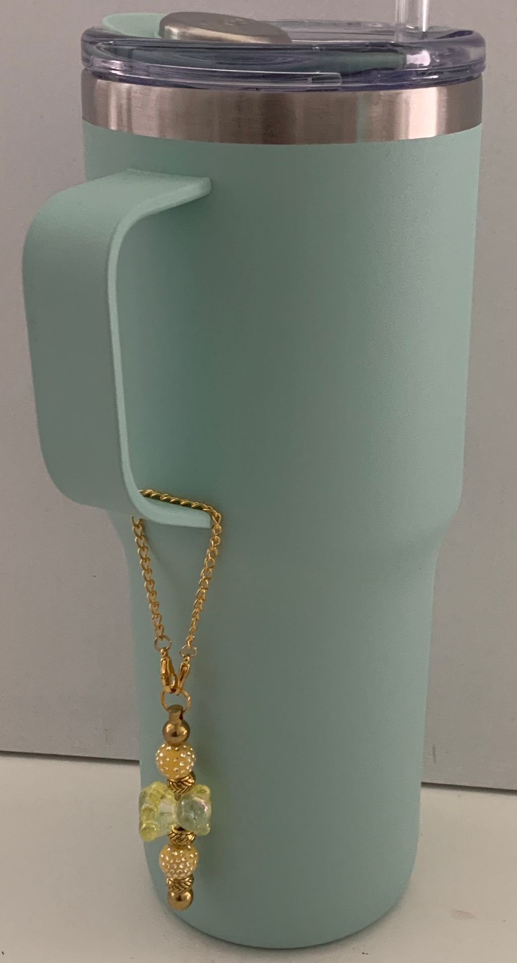Cream & Gold Beaded Cup Charm