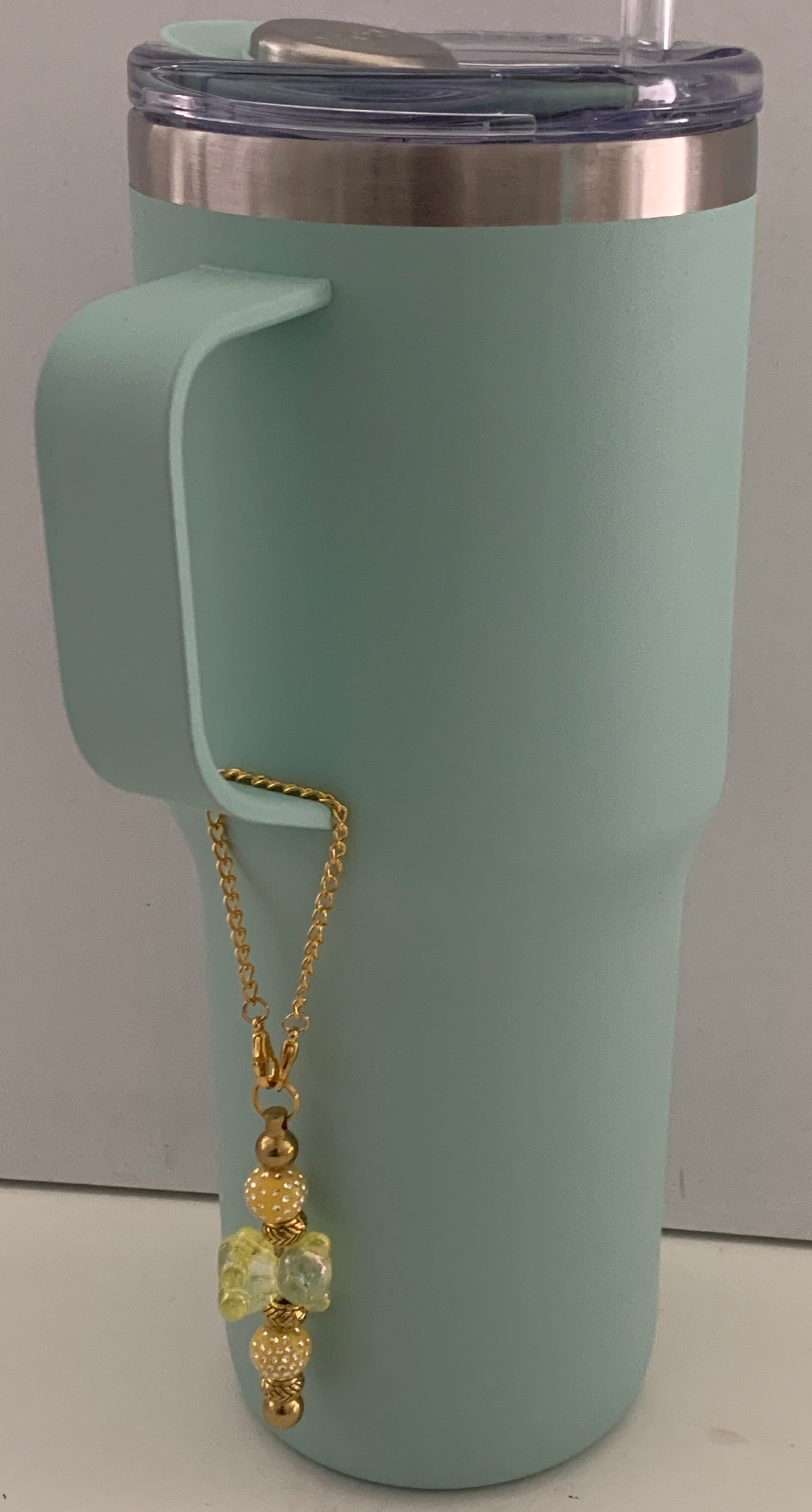 Cream & Gold Beaded Cup Charm