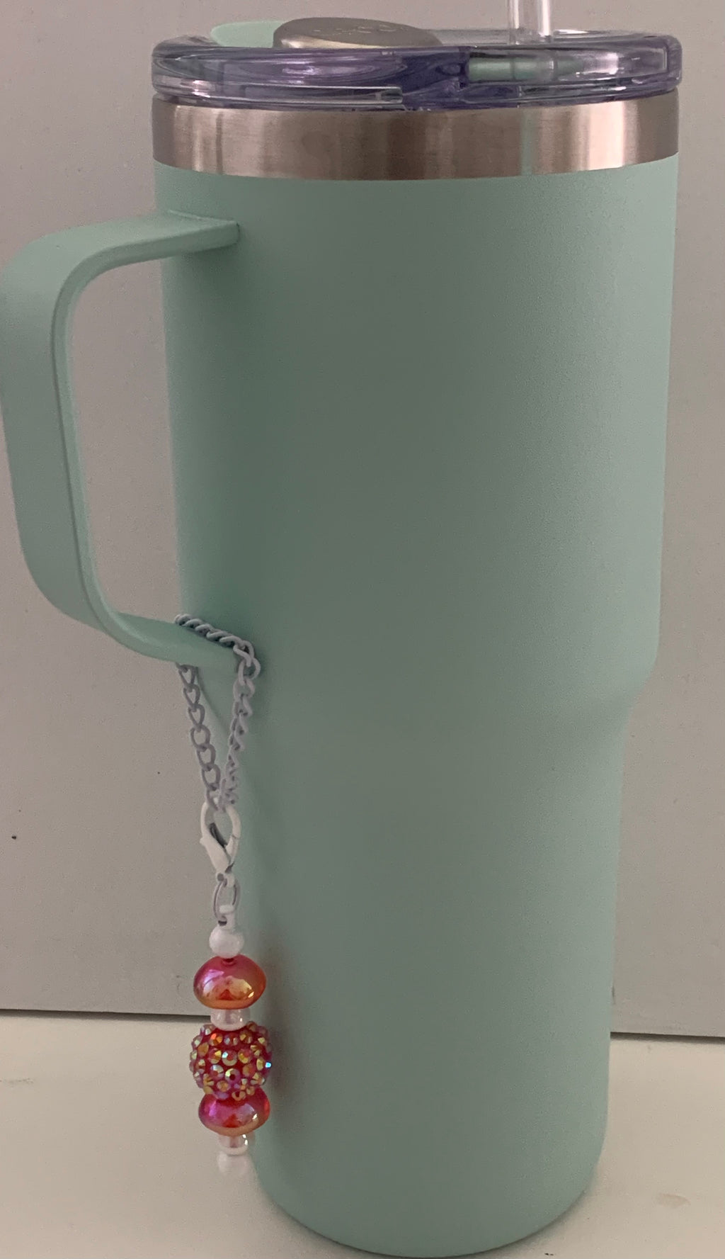 Pink Iridescent Sparkle Beaded Cup Charm