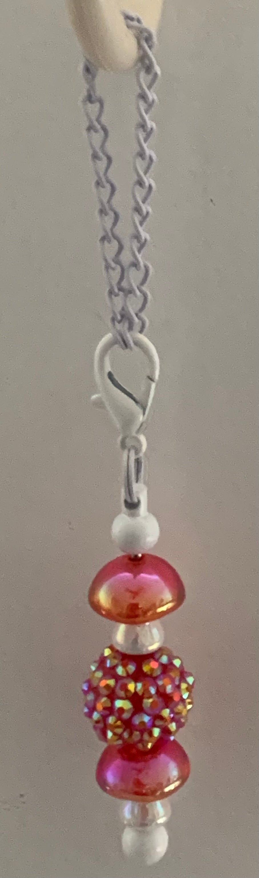 Pink Iridescent Sparkle Beaded Cup Charm
