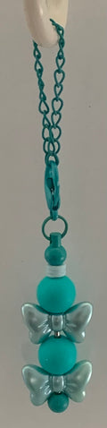 Teal & Silver Bow Beaded Cup Charm