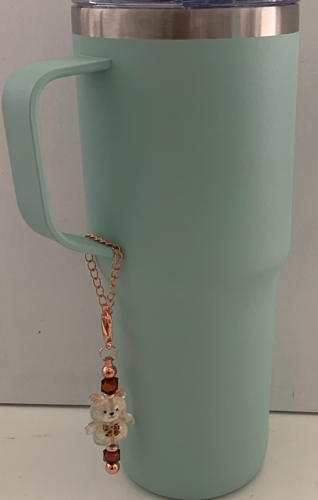 Leopard Print Teddy Bear Beaded Cup Charm
