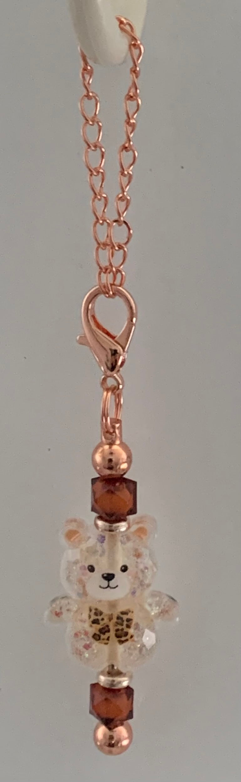Leopard Print Teddy Bear Beaded Cup Charm