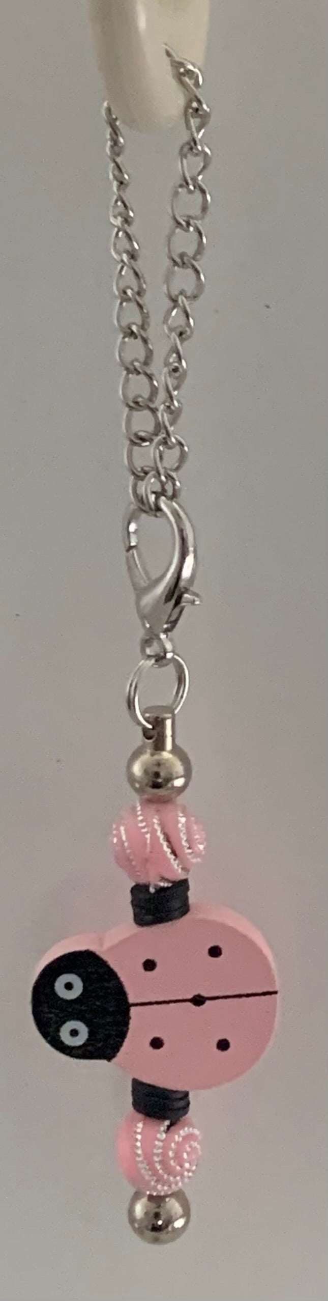 Pink Ladybug Beaded Cup Charm
