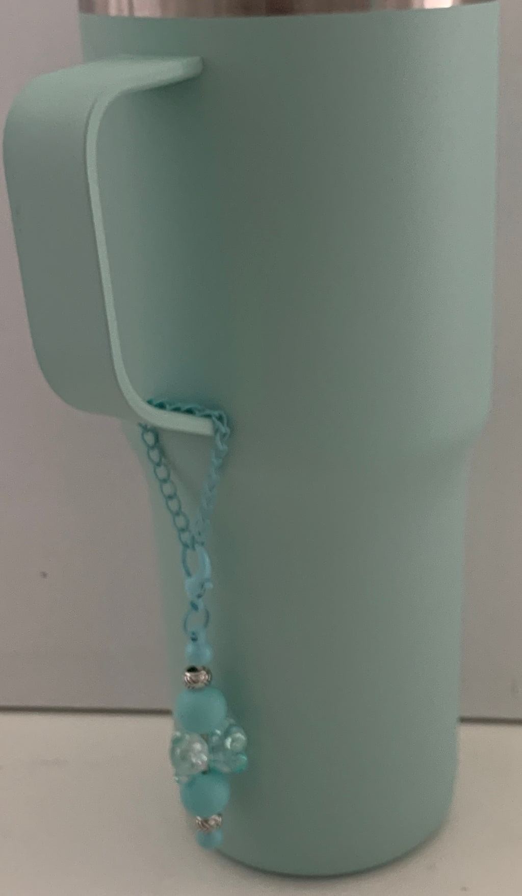 Mint Blue Bear Beaded Cup Charm