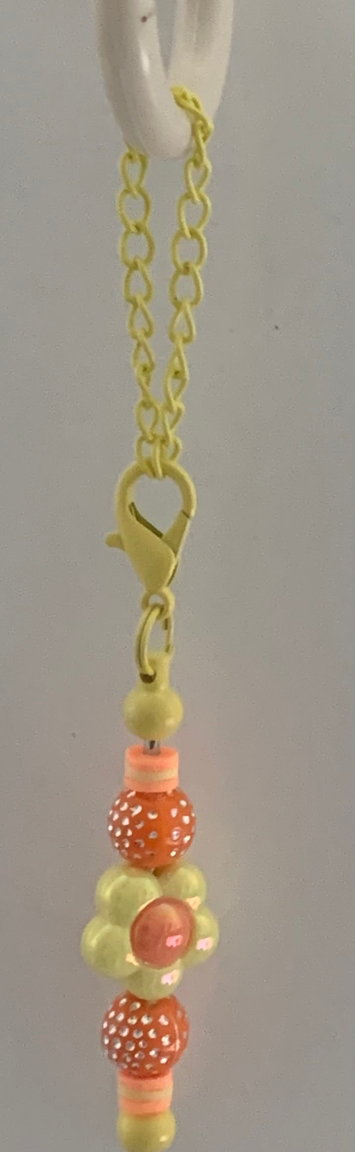 Peach Flower Shimmer Beaded Cup Charm
