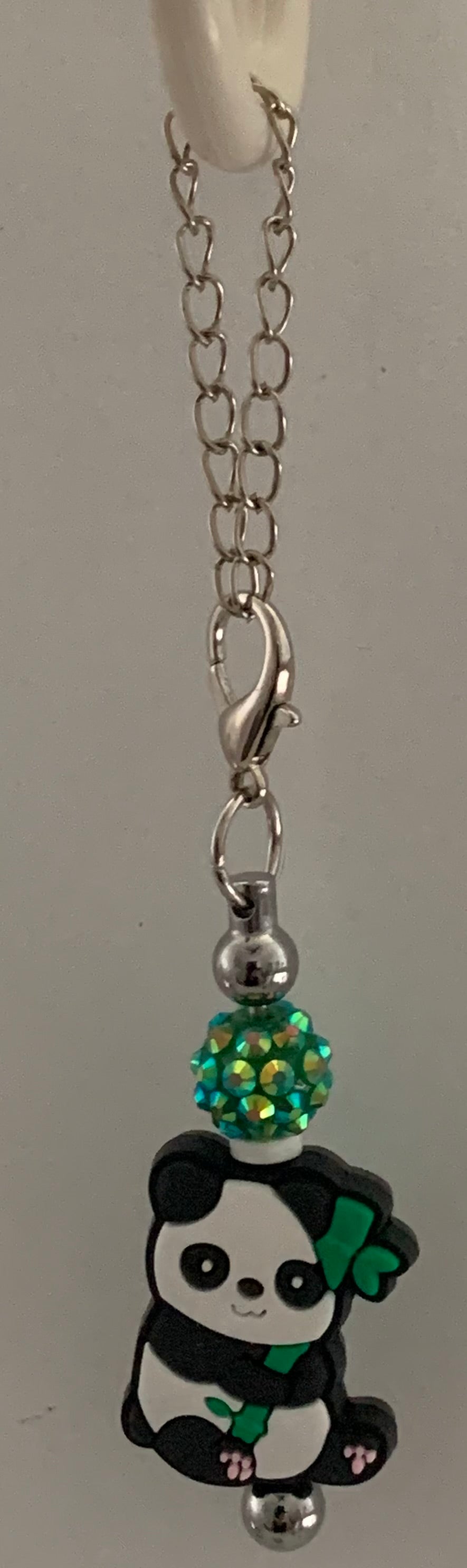 Panda Green Bow Beaded Cup Charm