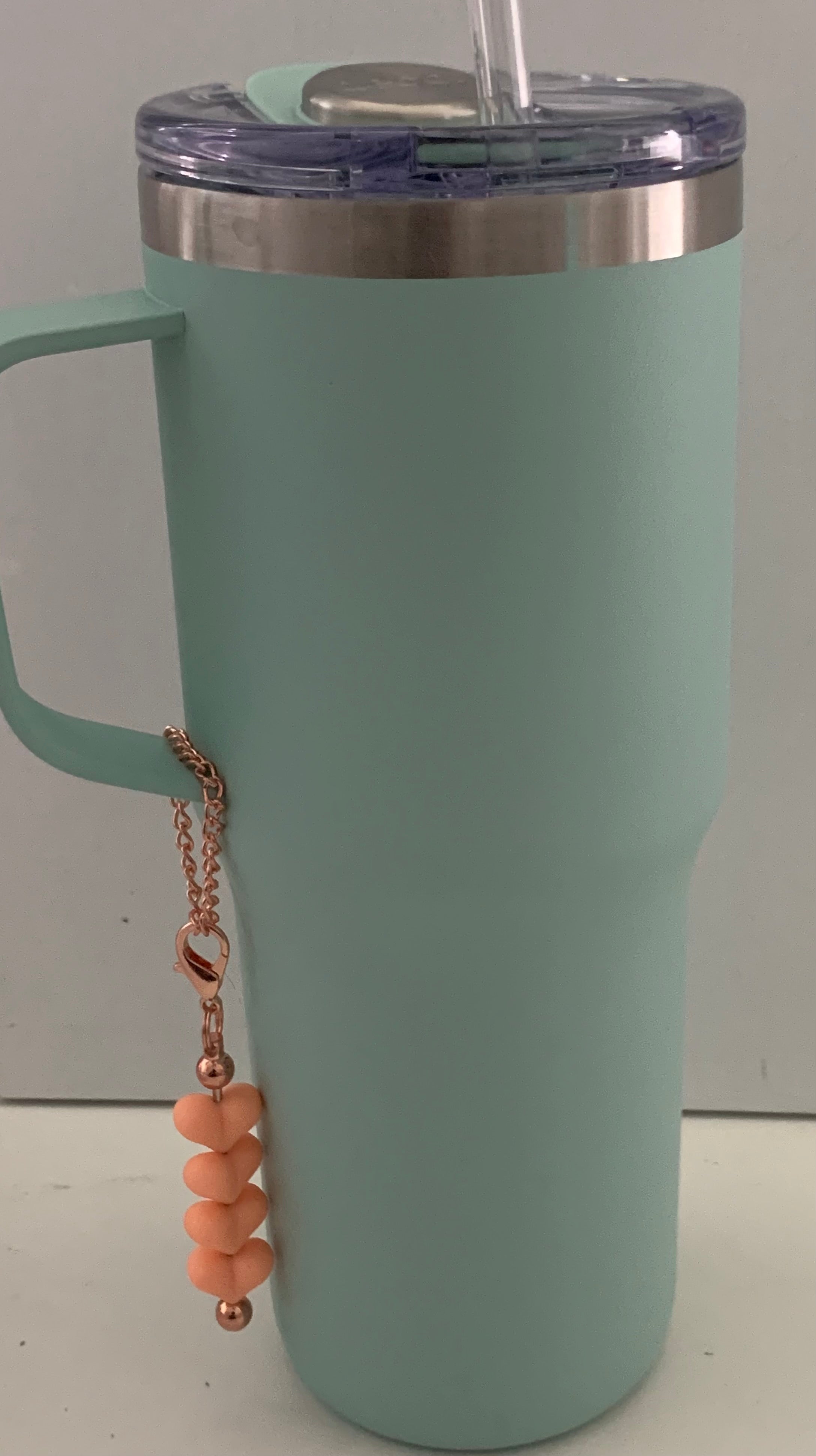 Peach Heart Beaded Cup Charm