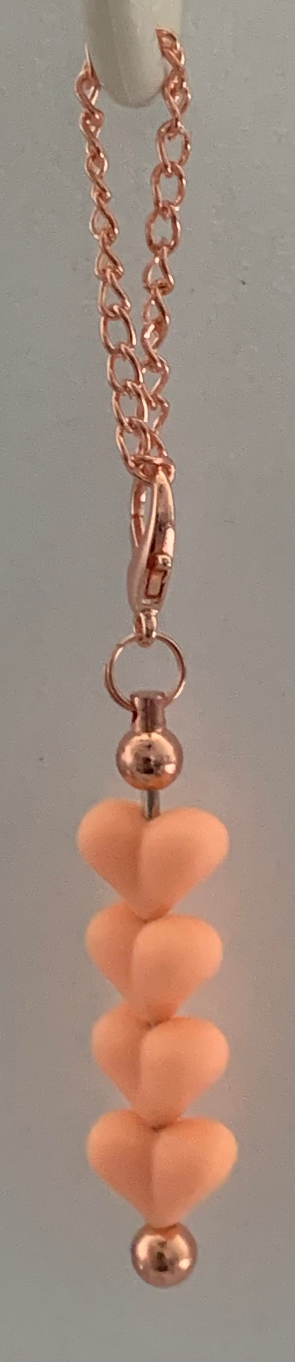 Peach Heart Beaded Cup Charm