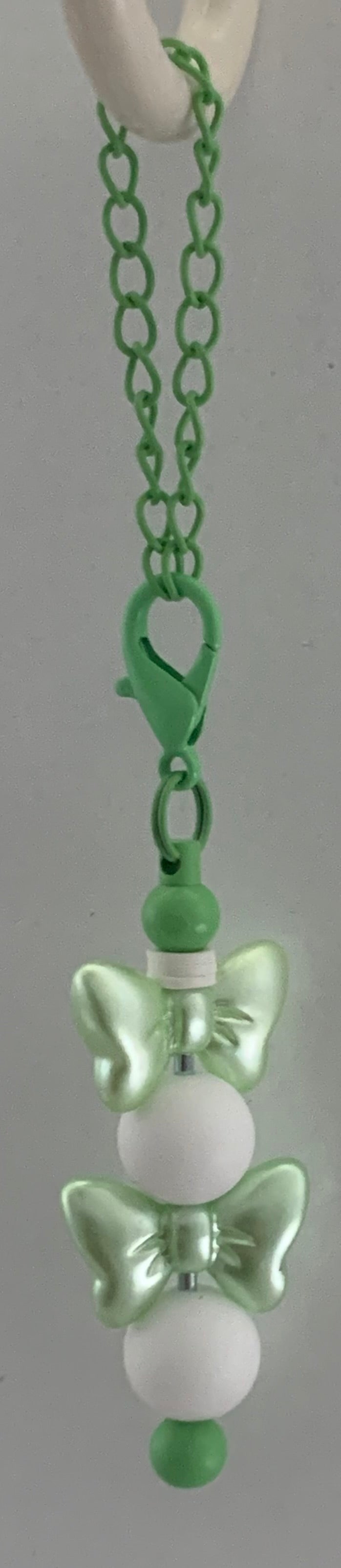 Mint Green Double Bow Beaded Cup Charm