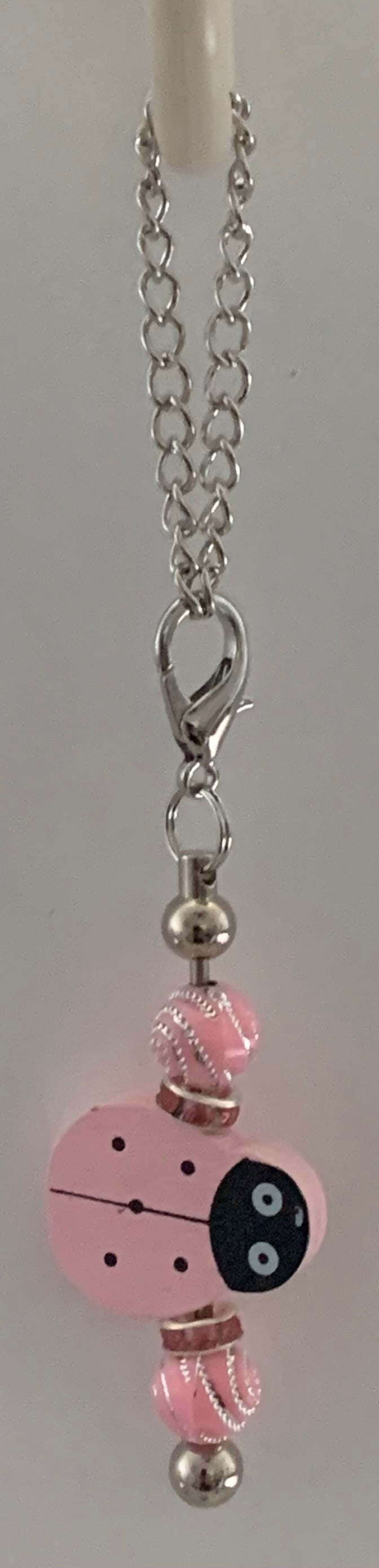 Pink Ladybug Swirl Beaded Cup Charm