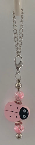 Pink Ladybug Swirl Beaded Cup Charm