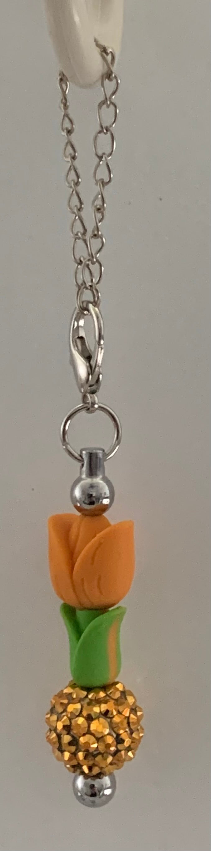Peach Tulip Beaded Cup Charm
