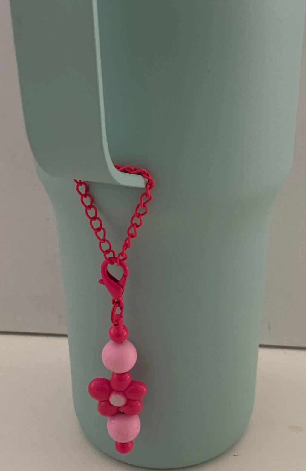 Hot Pink Beaded Flower Cup Charm